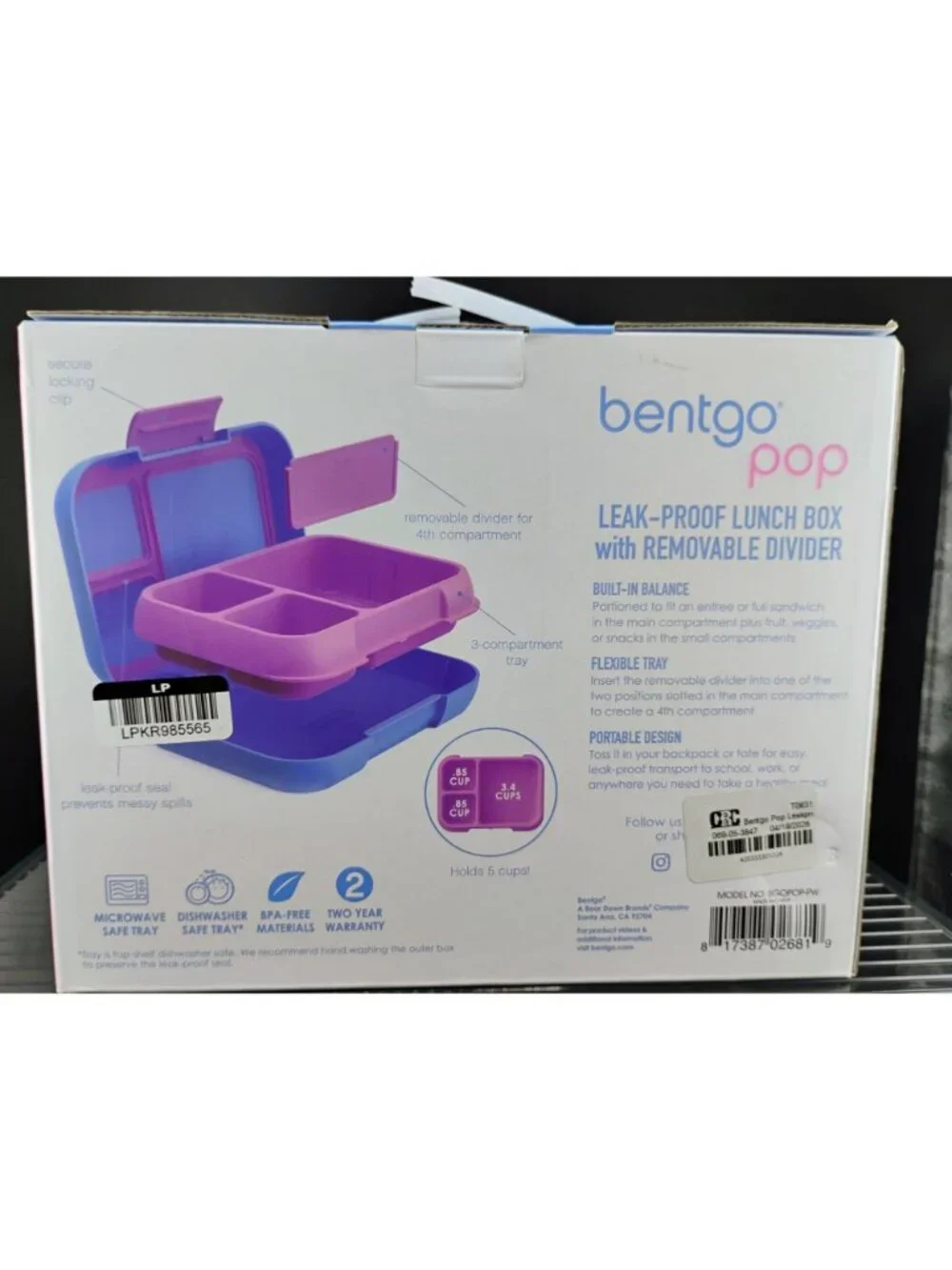 Bentgo Pop Leak-Proof Lunch Box With Removable Divider Blue/Pink